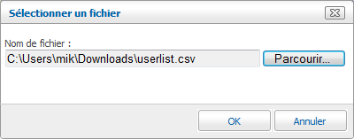 Sélection du fichier CSV